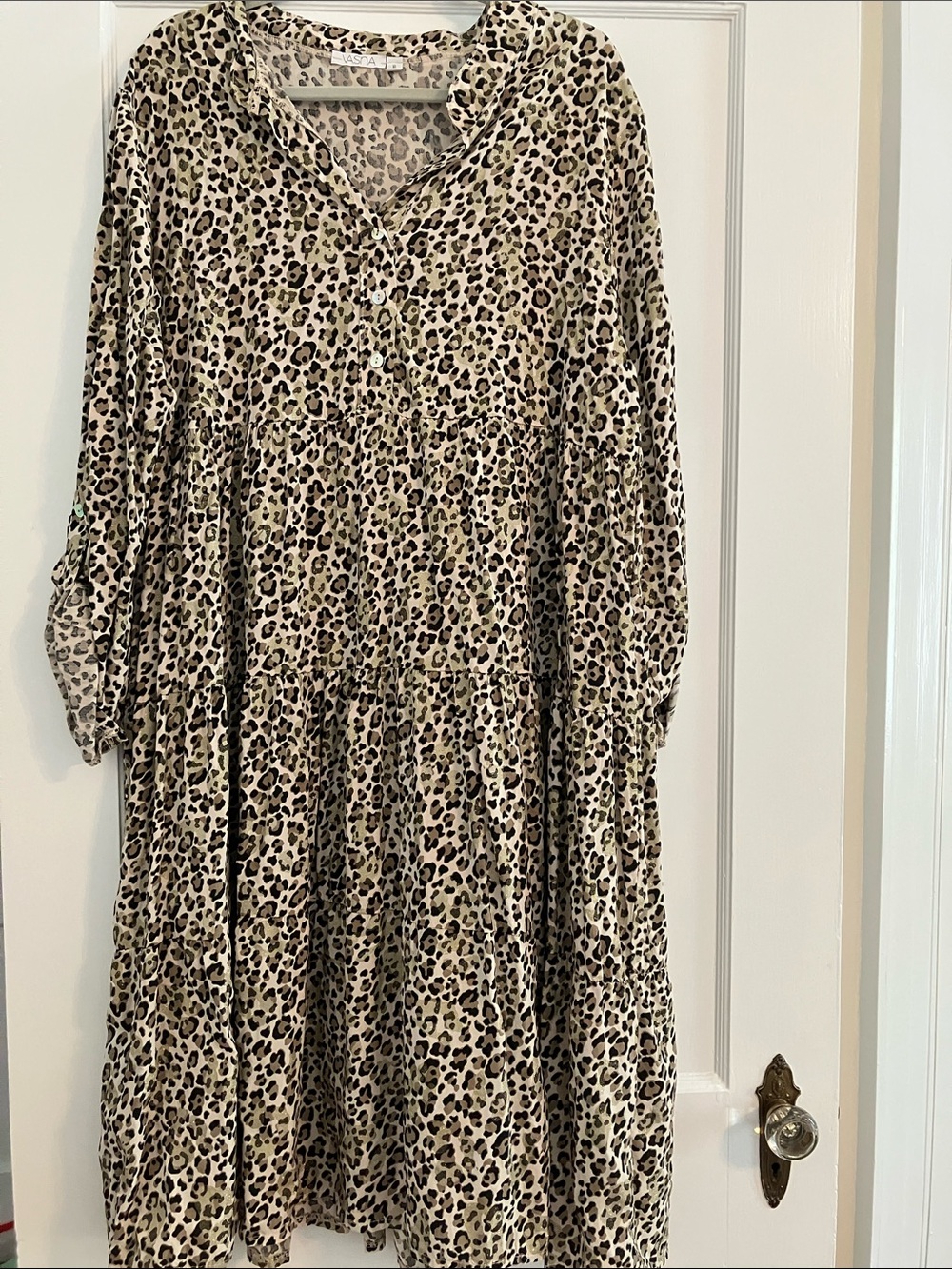 Leopard Print Tiered Maxi Dress - Neutral
